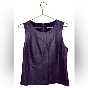 Trina Turk Purple 100% Leather Sleeveless Top P2P 18”